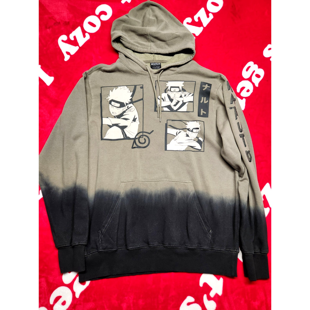 Naruto Shippuden Hoodie Men’s Large 42/44 Gray Black Ombré Pullover...